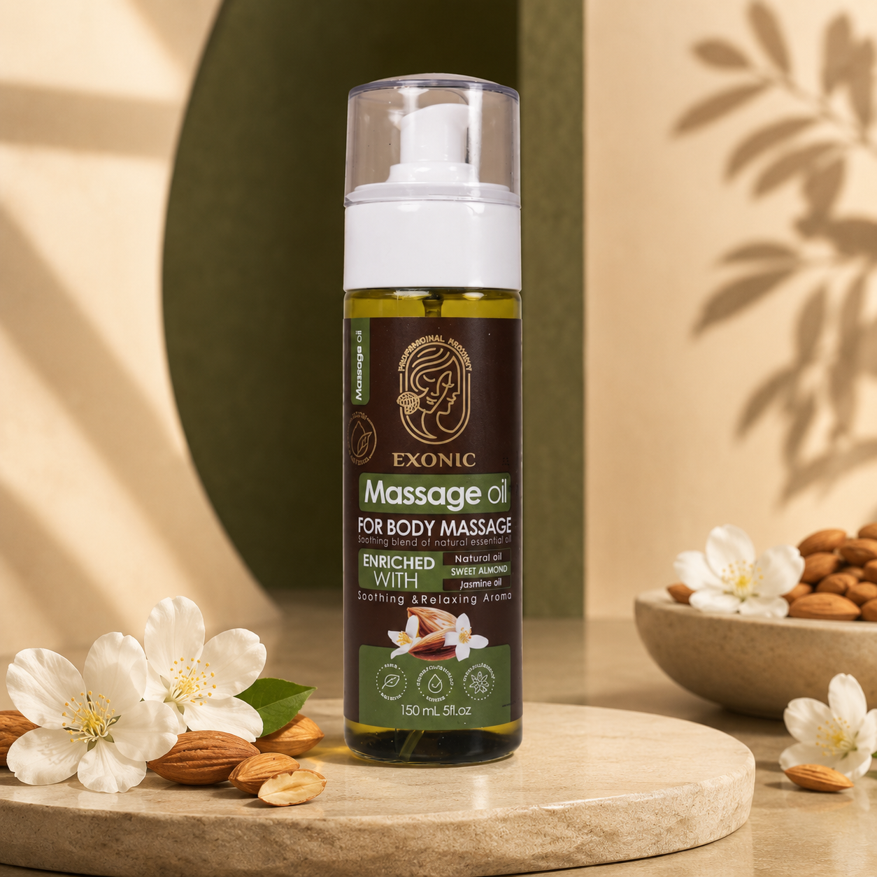 روغن ماساژ بدن اکسونیک حاوی روغن بادام شیرین و روغن یاس